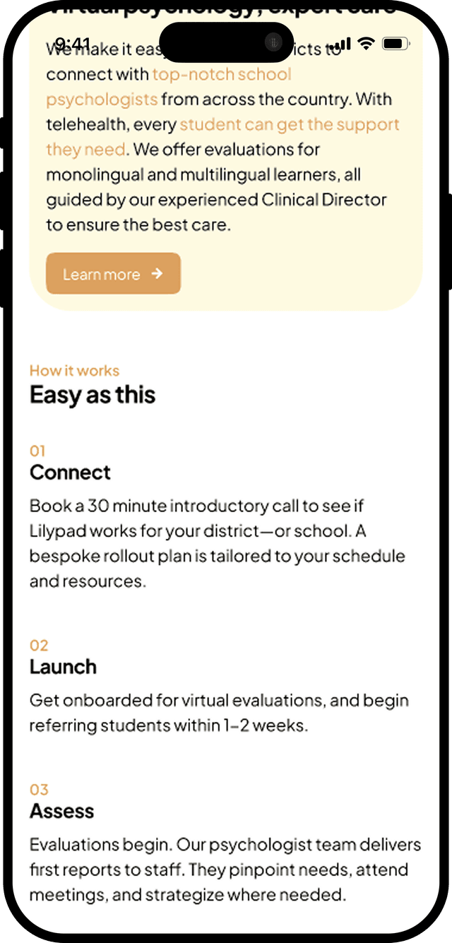 Second mobile screen of Lilypad's responsive design