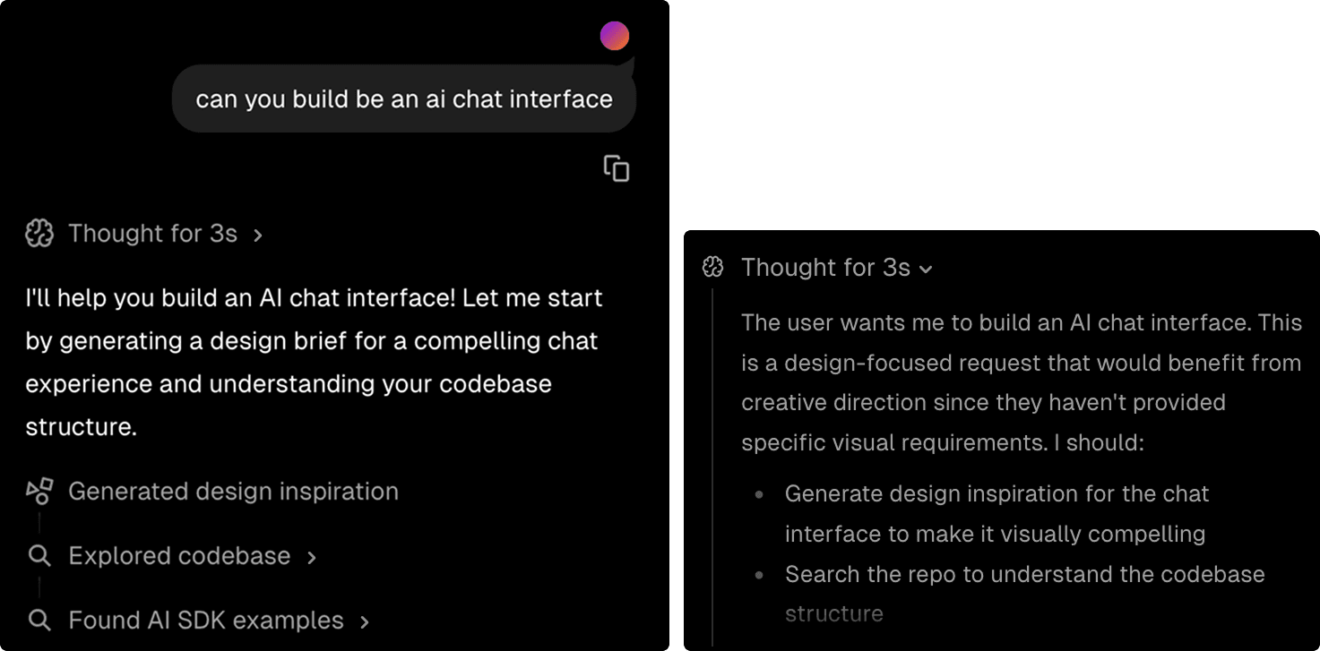 Vercel chat interface