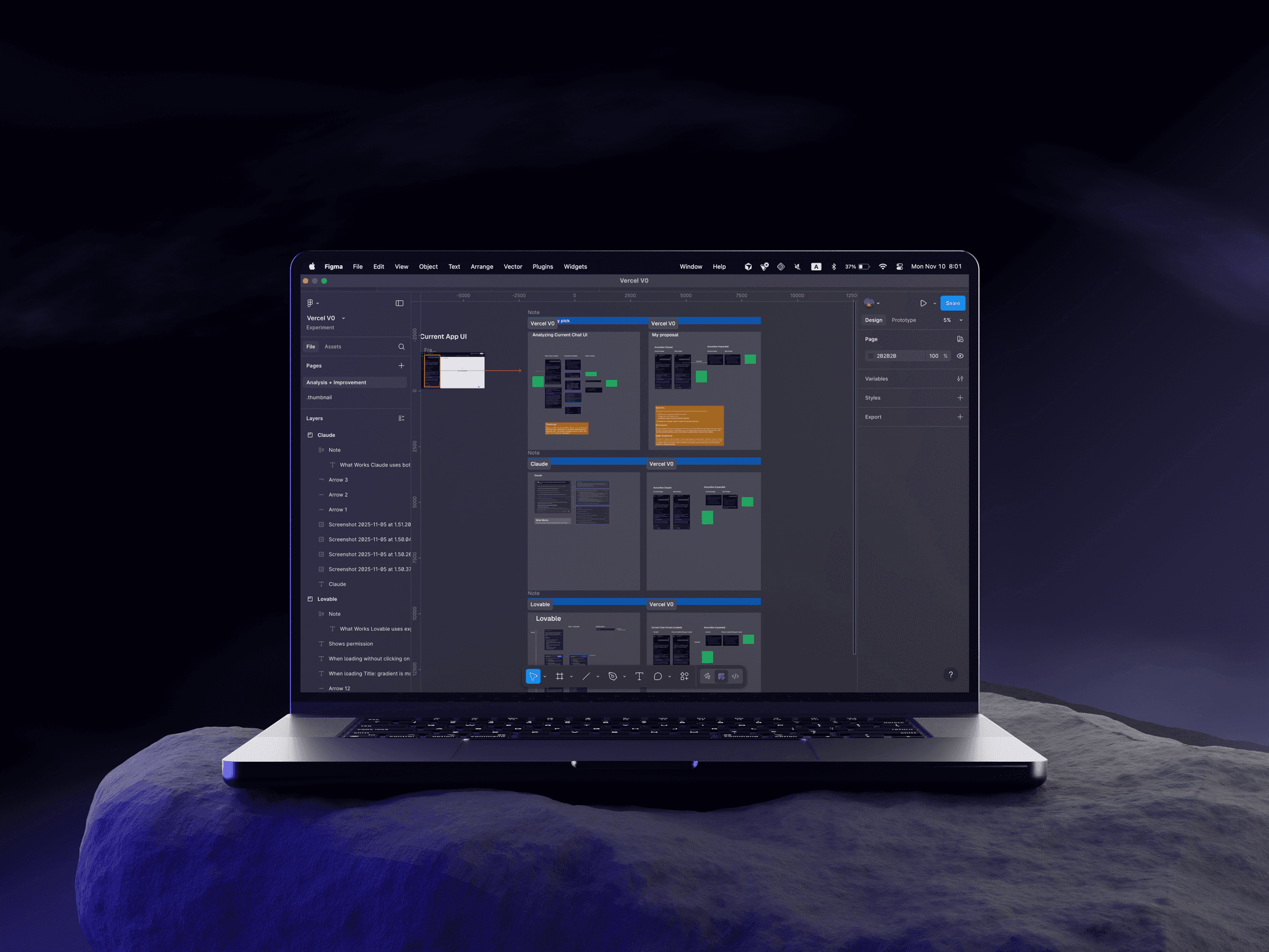 Vercel V0 interface showcase