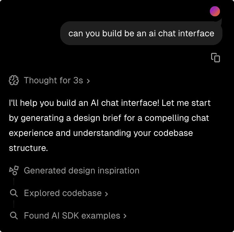 Vercel chat interface