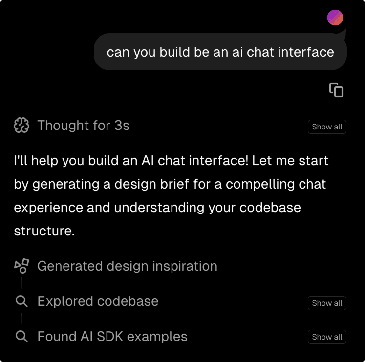 Vercel chat interface