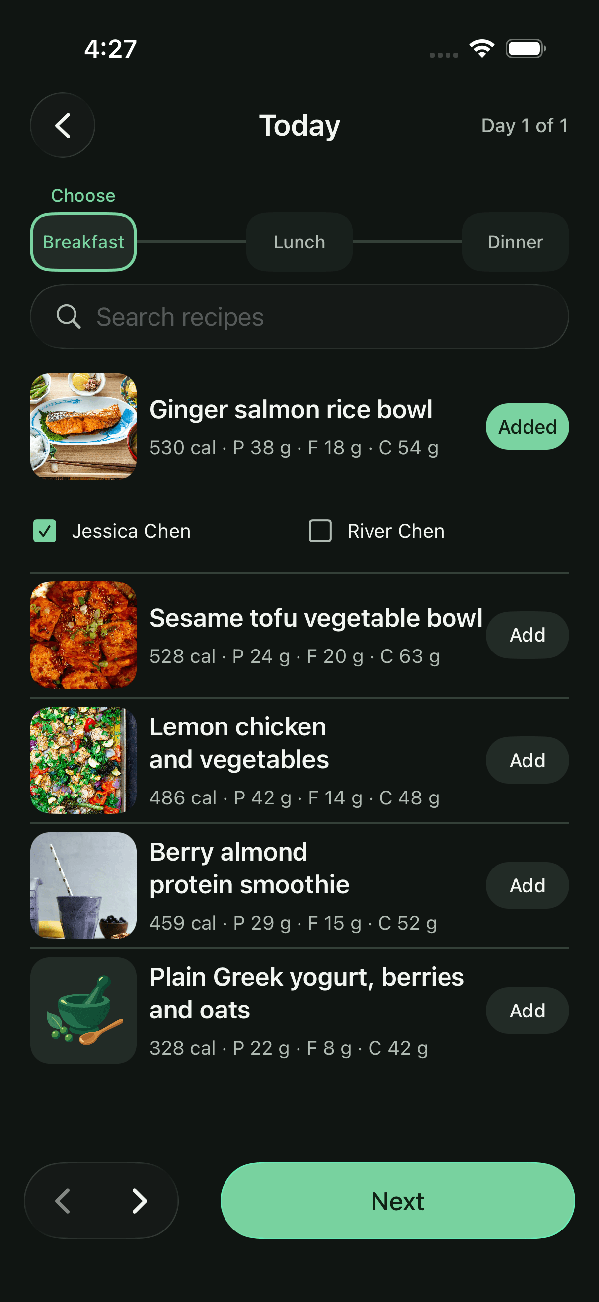 Peasy native iOS meal planner